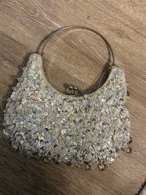 Silver Sparkly Sequin Evening Clutch